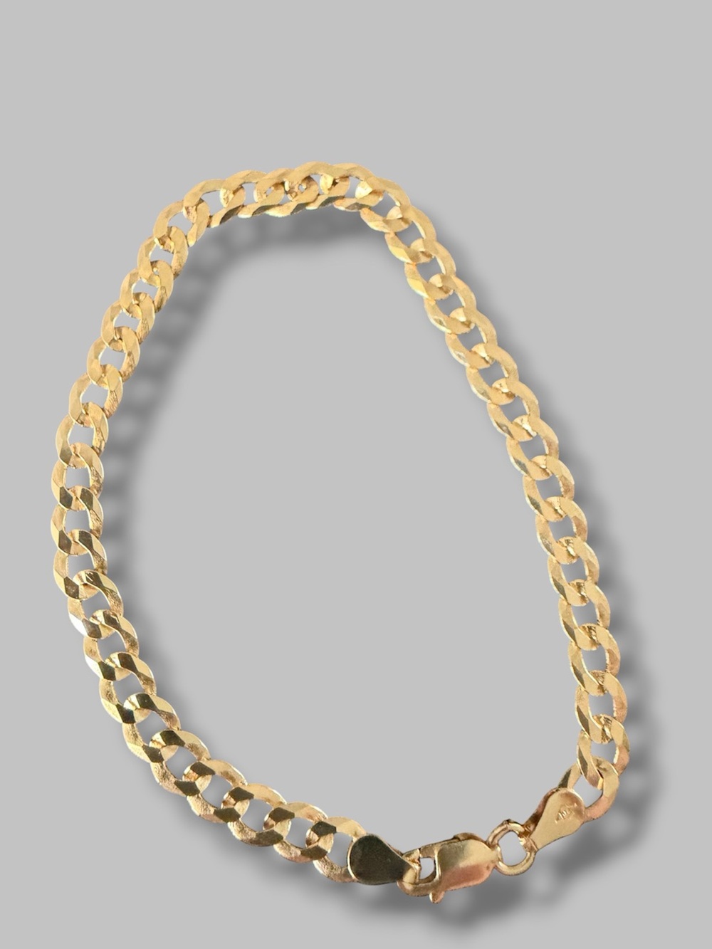 Cuban Link Curb Chain Gold Over 925 Sterling Silver 7.5” Long 5mm Made in Italy